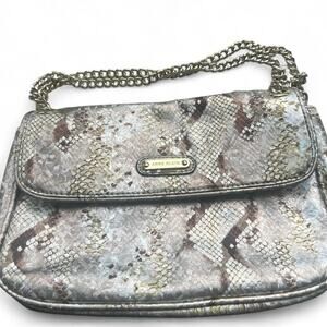 Anne Klein silver snakeskin leather Purse‎ chain strap crossbody